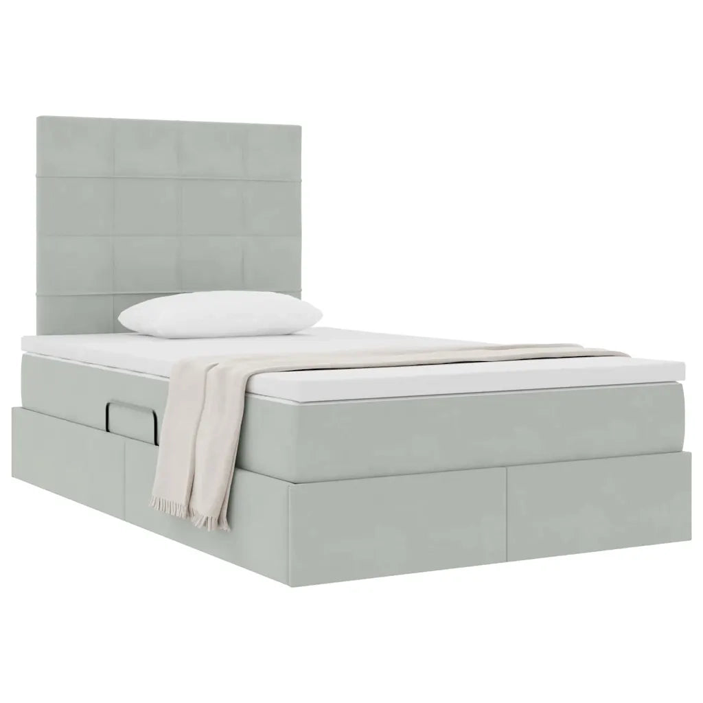 Letto con contenitore e materasso Grigio chiaro 120 x 190 cm