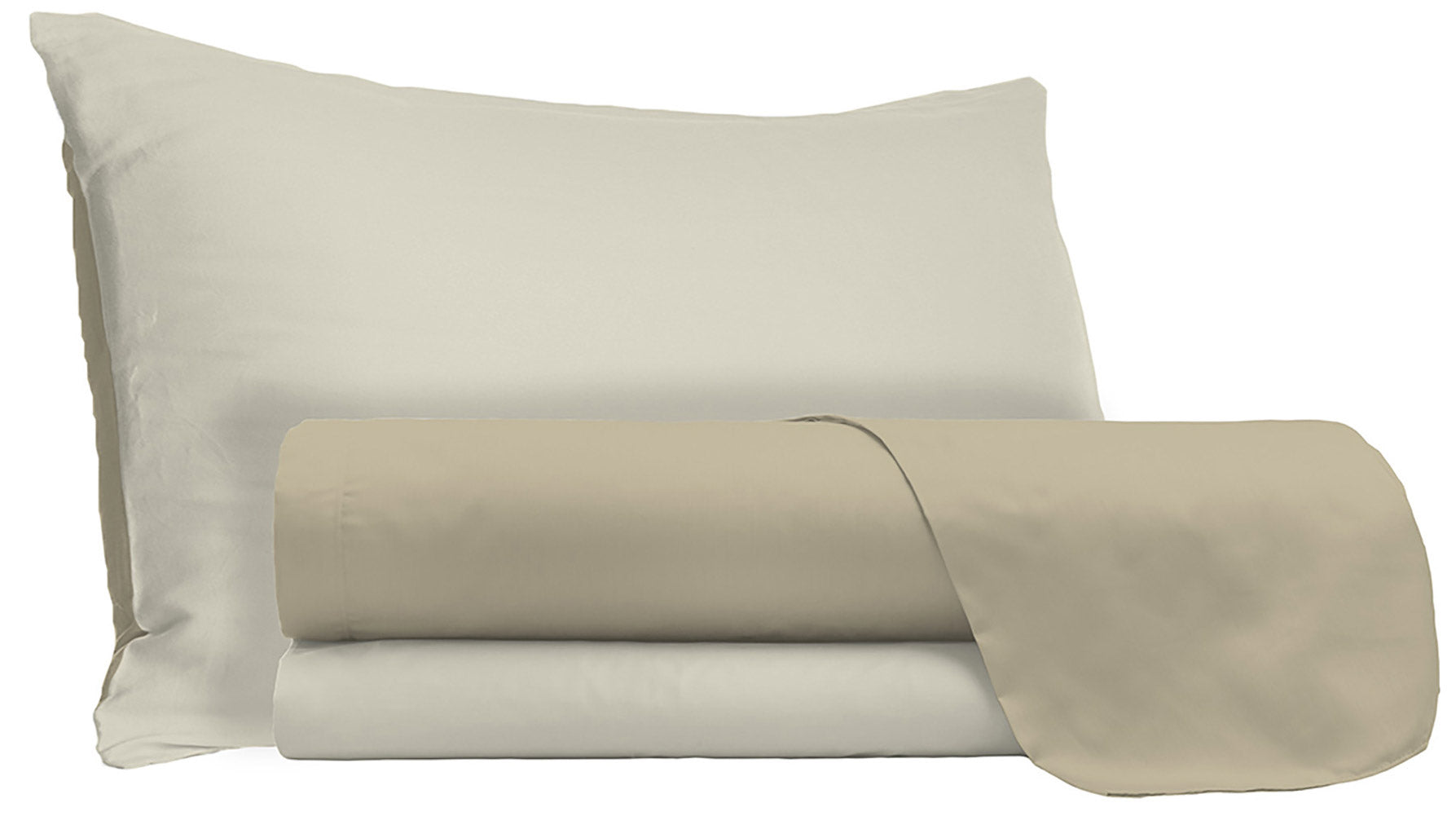 Set Lenzuola Sopra Sotto e Federe Doubleface Tortora/Panna Singolo