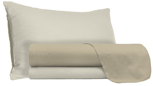 Set Lenzuola Sopra Sotto e Federe Doubleface Tortora/Panna Singolo