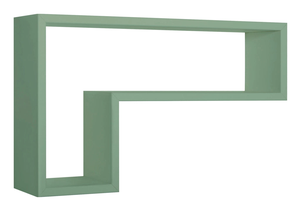 Mensola da Parete a Forma di L 61x37x15,5 cm in Fibra di Legno Lettera Verde Acqua Marina