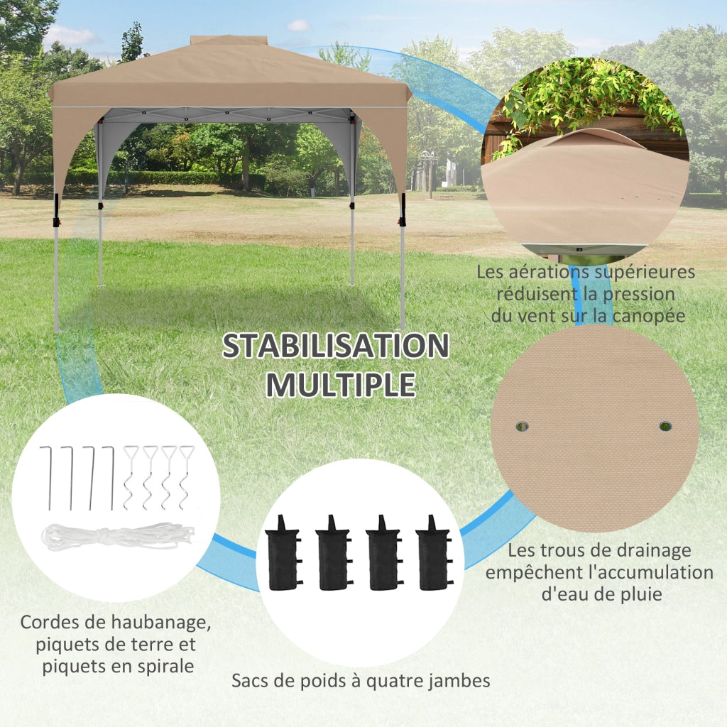 Gazebo da Giardino Pieghevole 3x3 m ¨C zephmum ¨C Grigio con Sacchetto Trasporto