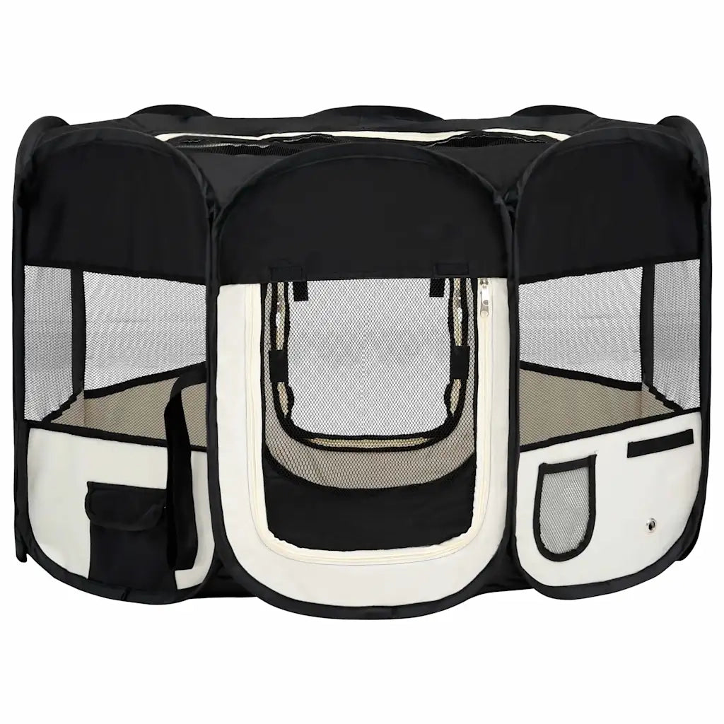 Box per Cani Pieghevole con Borsa Trasporto Nero 110x110x58 cm CFW1189960