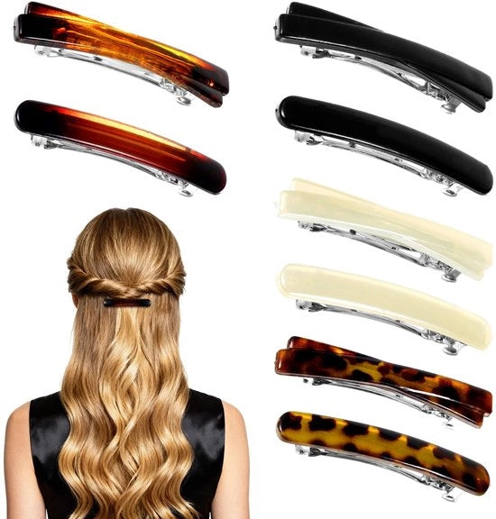 8 pezzi di spille per capelli francesi per donne, capelli sottili, 6,5 cm, spilla per capelli francesi, spilla per capelli automatica, clip per capelli, vintage, per donne e ragazze