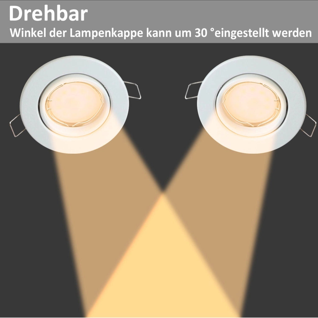 ZMH Faretto da soffitto LED 6 Pezzi con Attacco GU10 Orientabile 30° Lampade Alogene