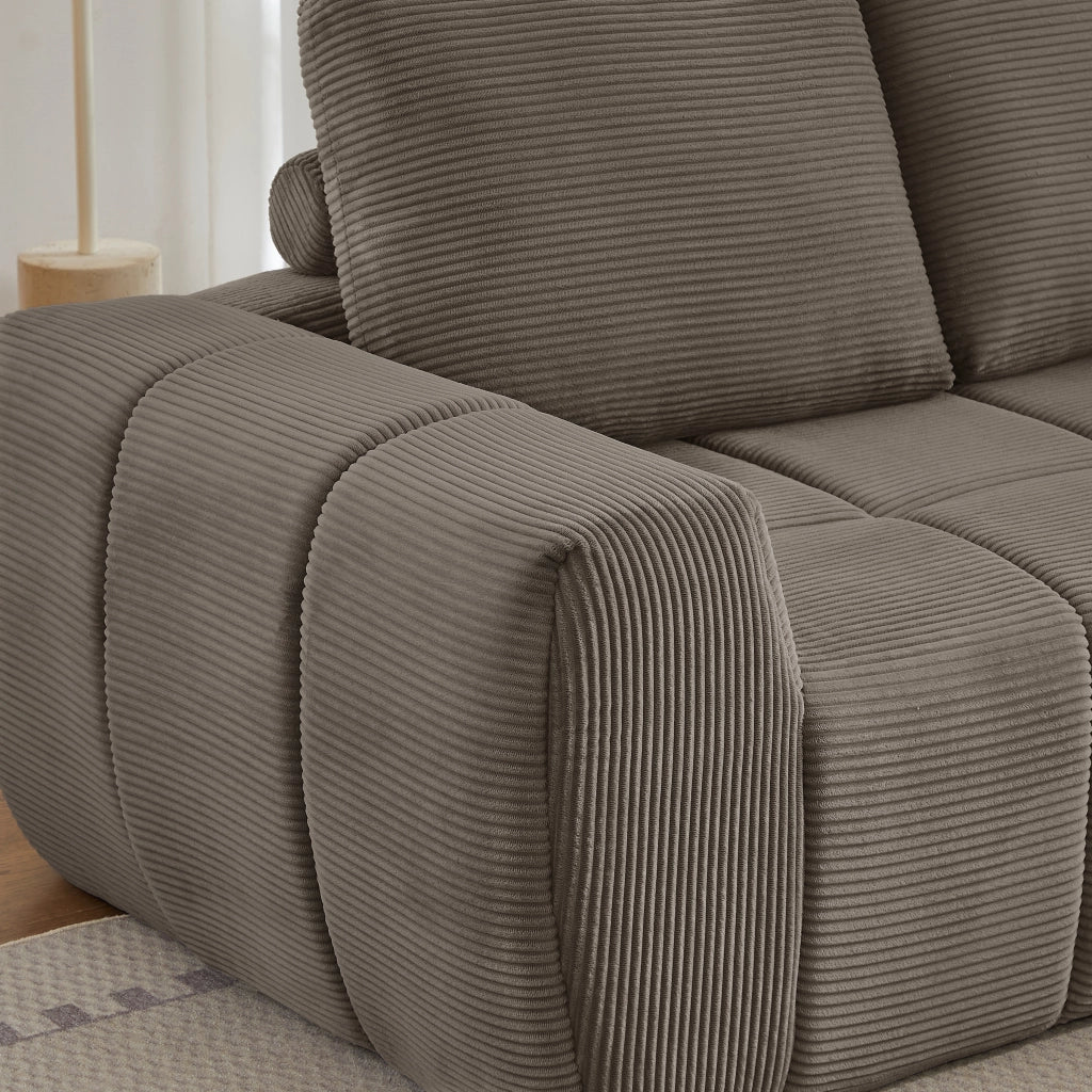 Divano angolare con design segmentato trapuntato, supporto in schiuma e molle, senza montaggio, in velluto taupe