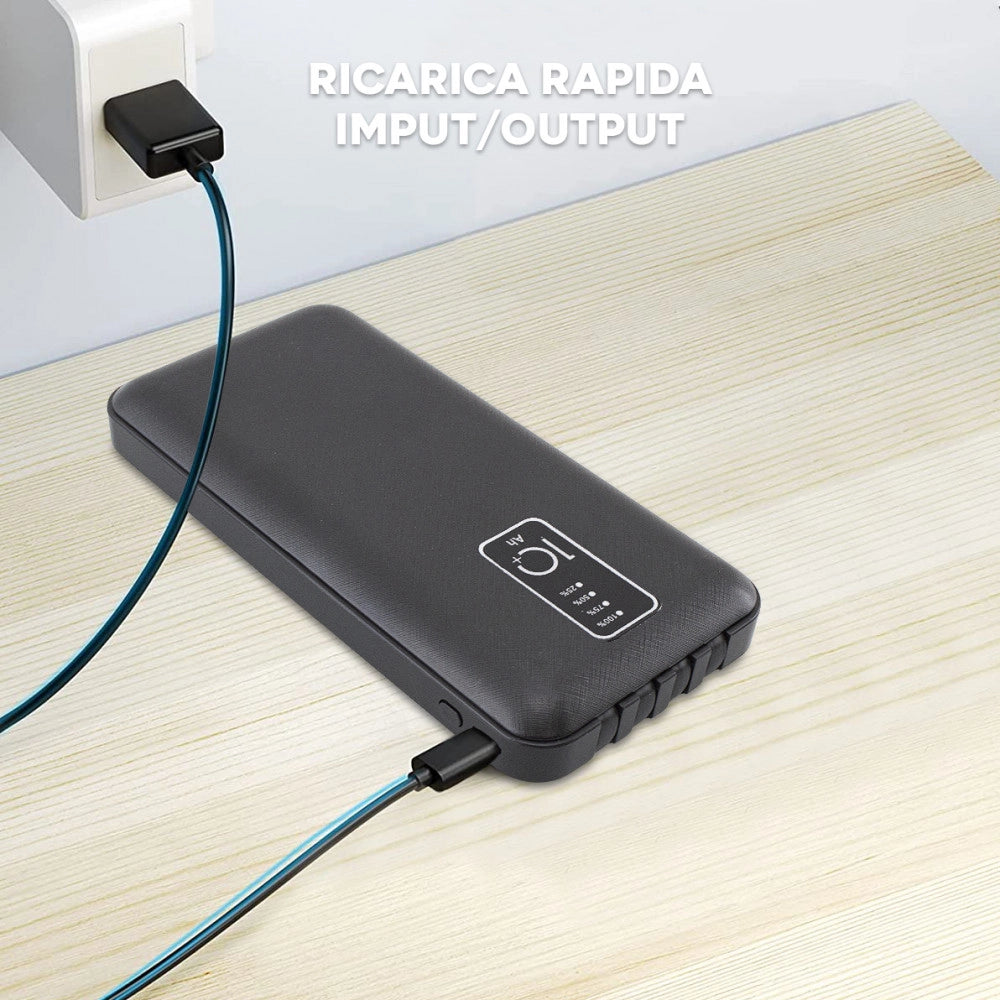 Trade Shop - Power Bank 20000mah Caricabatterie Portatile Veloce Con 4 Cavi Usb Carica Rapida -