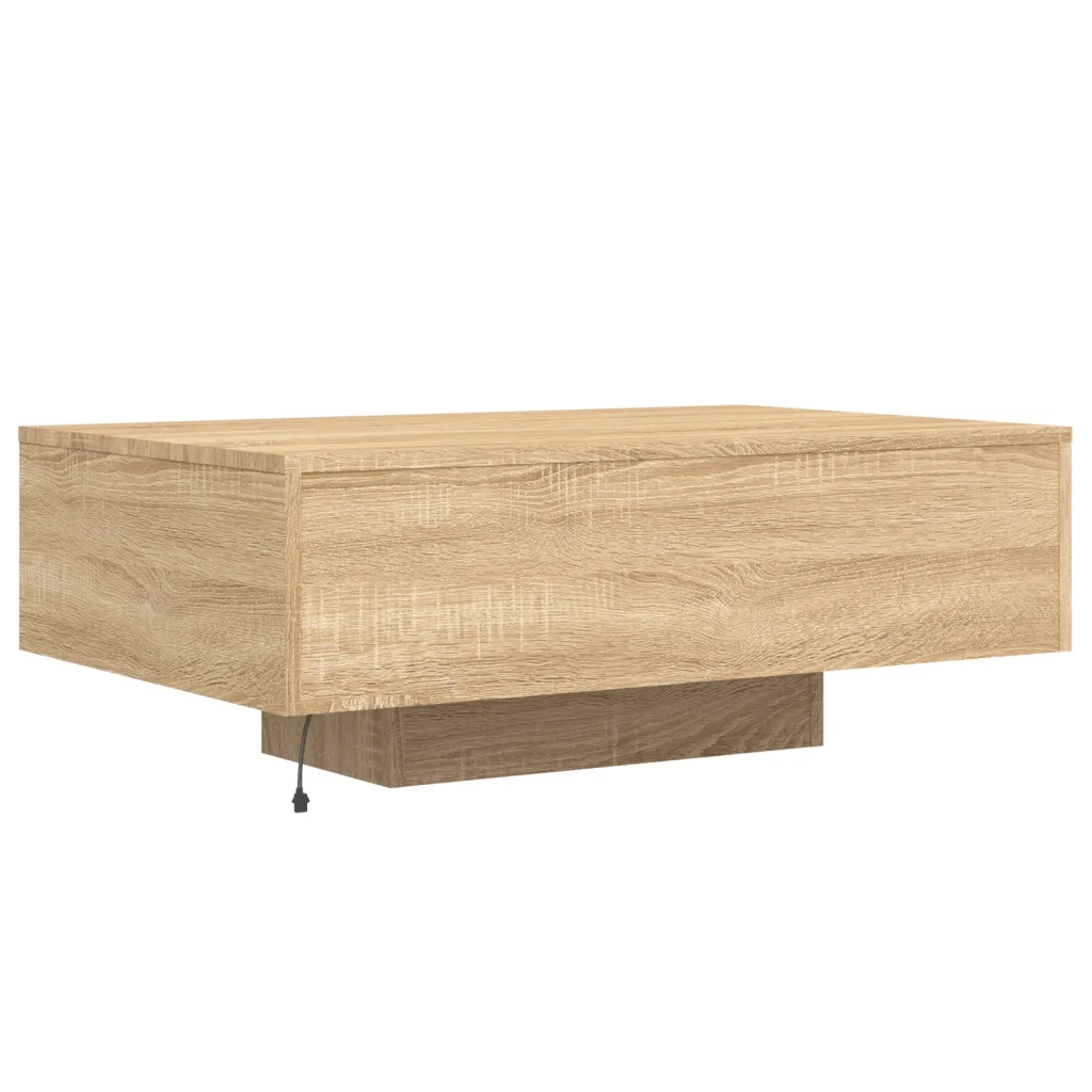 Tavolino da Soggiorno-Tavolino da Salotto con Luci LED Rovere Sonoma 85x55x31 cm
