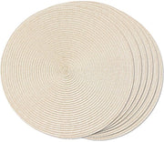 Set di 6 piatti rotondi in tessuto geweven - lavabile - antiscivolo - 38 cm (beige)