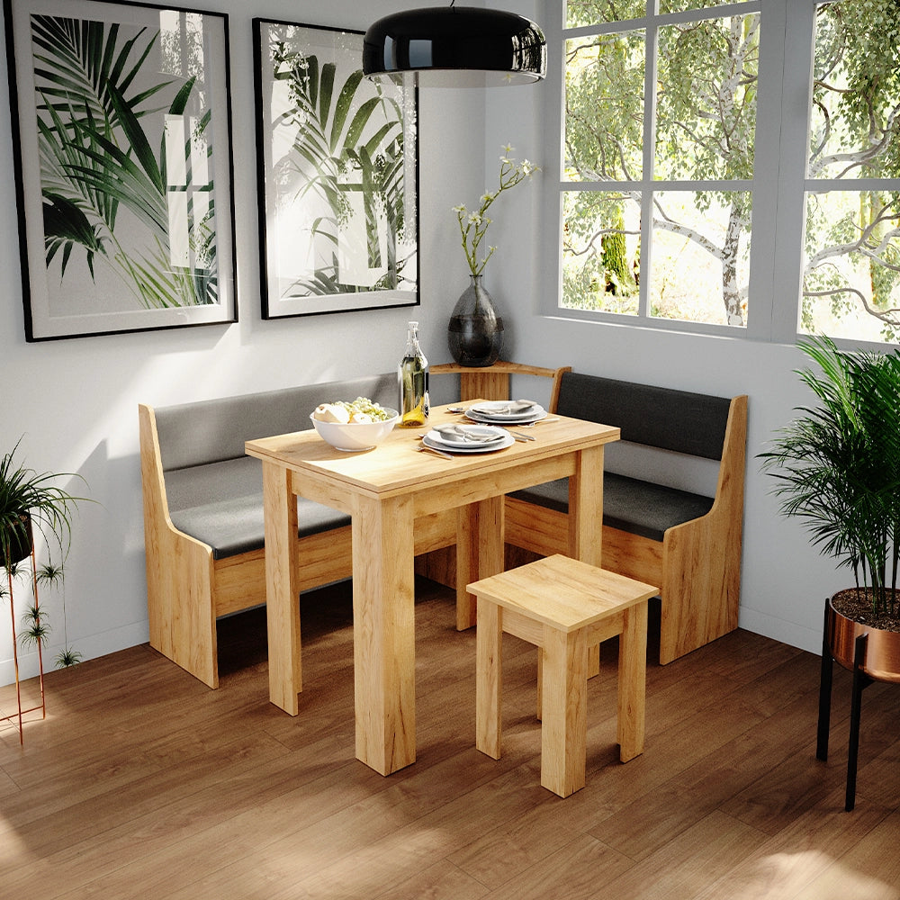 Vicco Gruppo panca ad angolo Quercia dorata 150 x 41.5 cm con tavolo