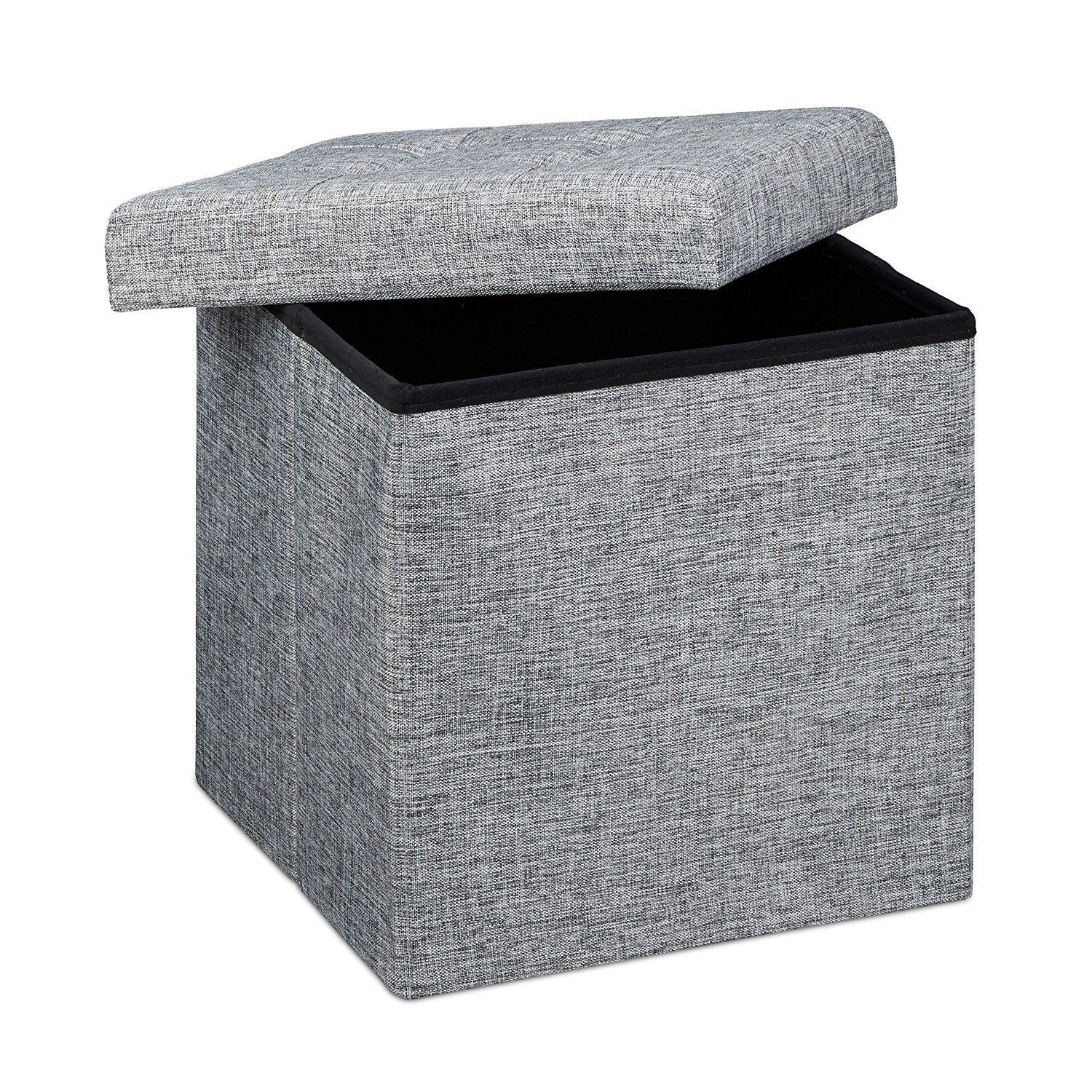 Pouf portaoggetti pieghevole sgabello pieghevole in lino 38 x 38 cm grigio 2013100