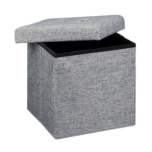 Pouf portaoggetti pieghevole sgabello pieghevole in lino 38 x 38 cm grigio 2013100