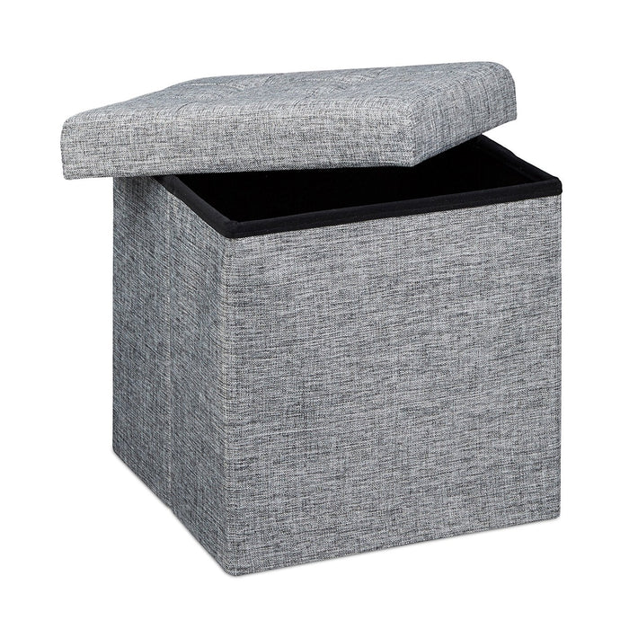 Pouf portaoggetti pieghevole sgabello pieghevole in lino 38 x 38 cm grigio 2013100