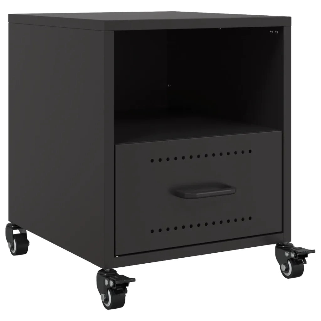 Set di 2 Comodini | Armadio da Notte | Mobiletto da notte Neri 36x39x43,5 cm in Acciaio
