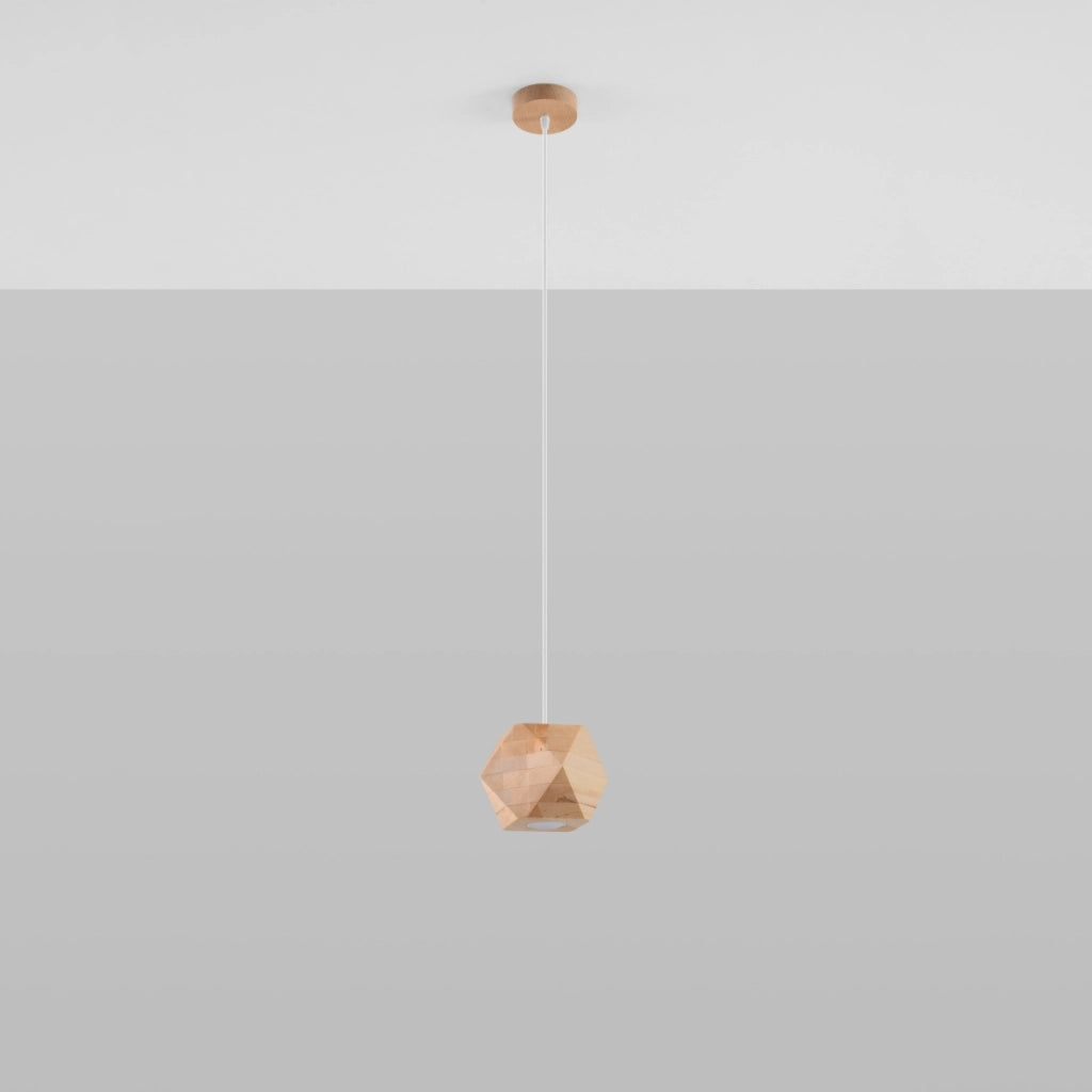 Lampada da soffitto Woody Peach Puff a 1 luce in legno naturale con LED geometrico
