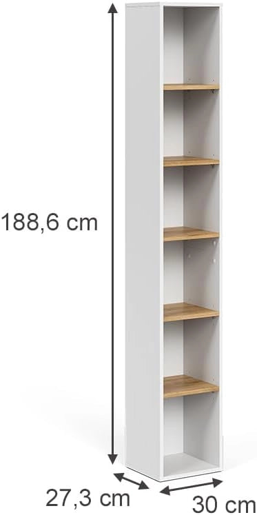 Armadio per il bagno Viktor, Bianco/Artisan, 30 x 188.6 cm, utilizzabile per la conservazione verticale di accessori da bagno