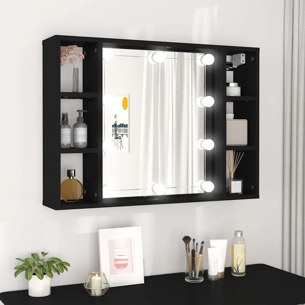 Mobile a Specchio con LED Nero 76x15x55 cm CFW8917873
