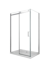 Box doccia 8 MM a 2 lati parete fissa laterale + porta scorrevole reversibile altezza 190 cm 80x100