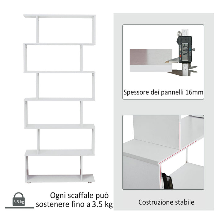 Libreria di Design Mobili Ufficio Scaffale in Legno 80x24x191 cm Bianco