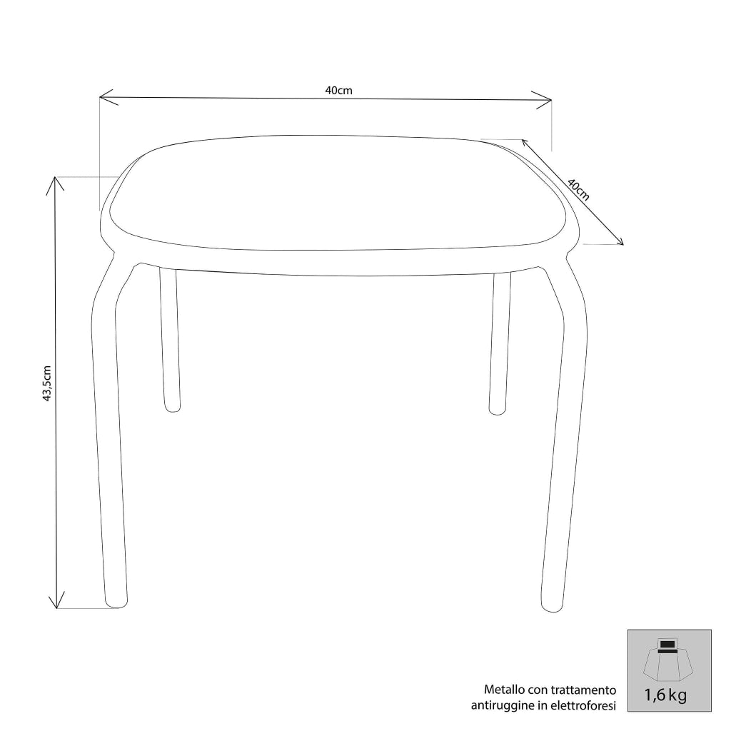 Tavolo da Giardino in Acciaio cm 40x40x43 - DELL
