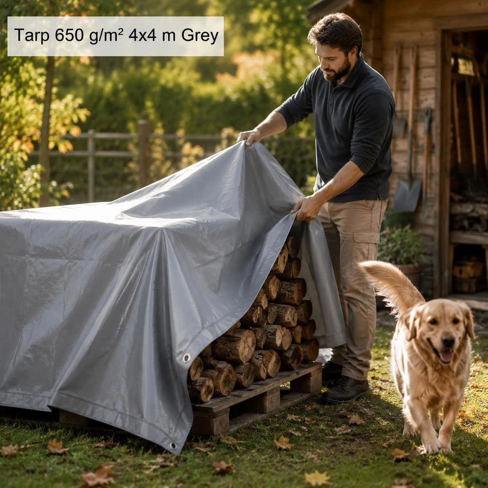 Tarpaulin 650 G/square Meter 4x4 M Grey