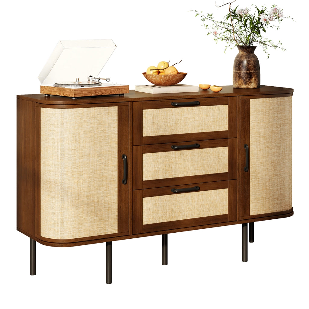 Credenza 120.0x40.0x82.0 cm con 2 ante e 3 cassetti in MDF noce