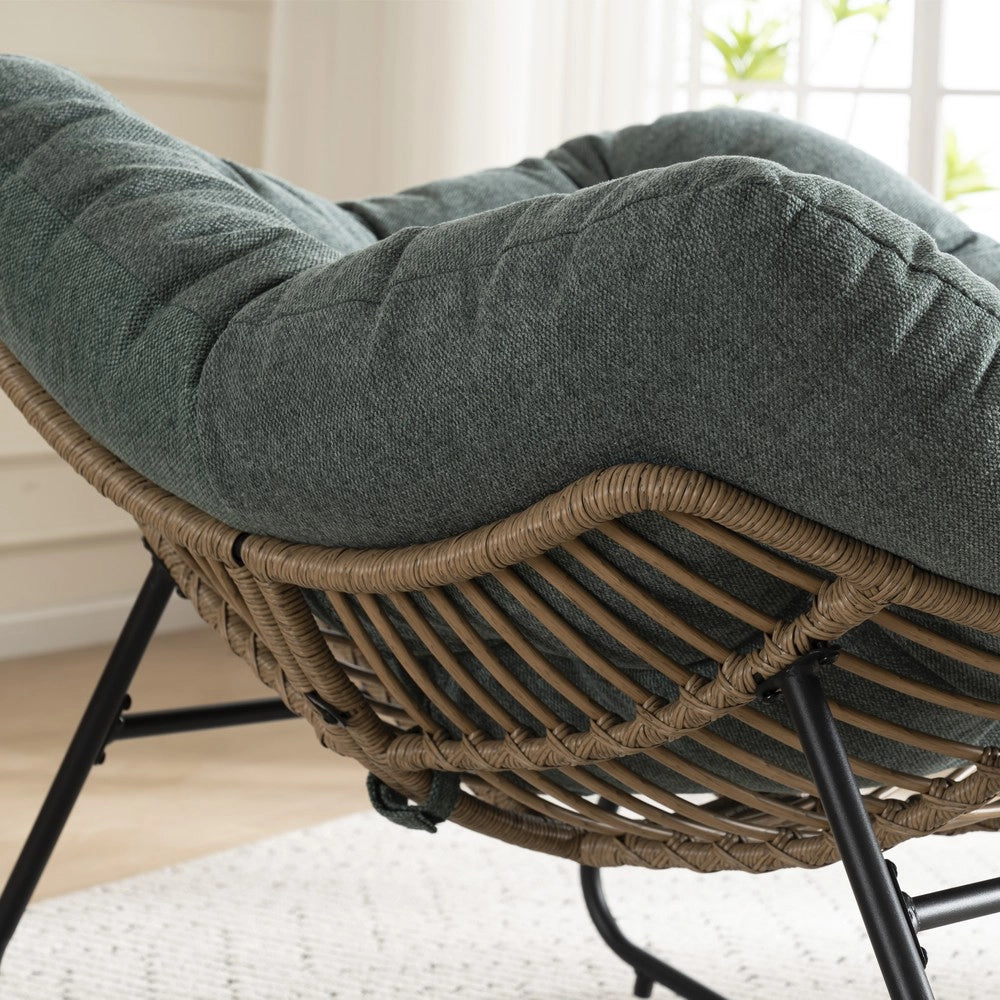 Sedia a Dondolo Imbottita in Chenille ¨C Xylo ¨C Poltrona Relax per Cameretta e Soggiorno