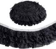 Ruches Trim 3-strati 10,94 Yards - Panno Pieghevole - Nero - Decorazione - Abito da Sposa - Sartoria