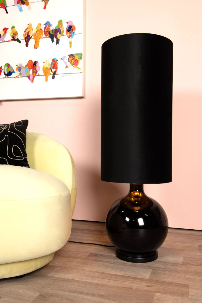 Lampada tavolo vetro paralume nero 100cm E27 Esterad