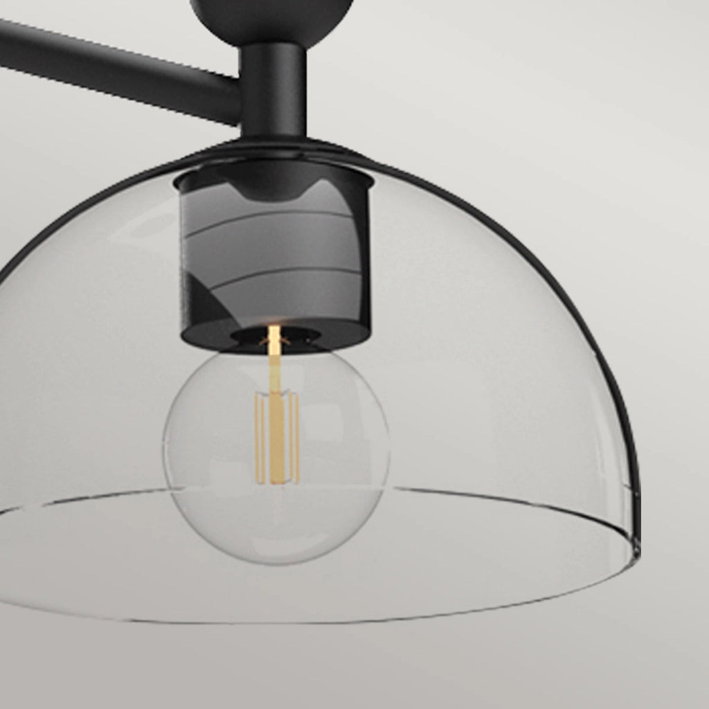 Lampadario JUDE Alora Mood nero opaco vetro trasparente 3xE27