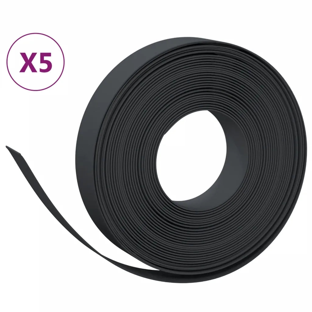 Bordature da Giardino 5 pz Nere 10 m 10 cm in Polietilene CFW4720551