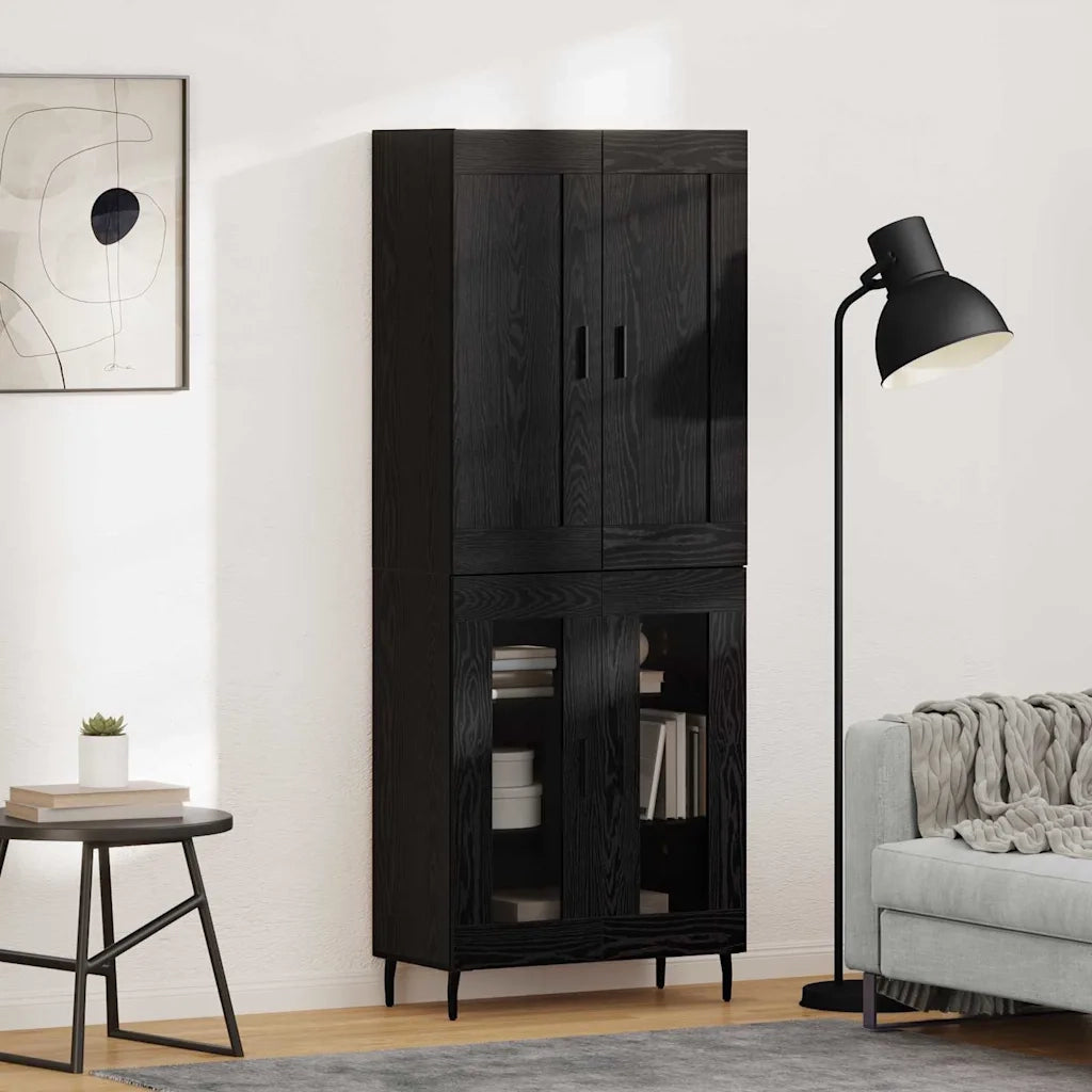 Credenza 2 pcs Rovere Nero Legno multistrato 3403188