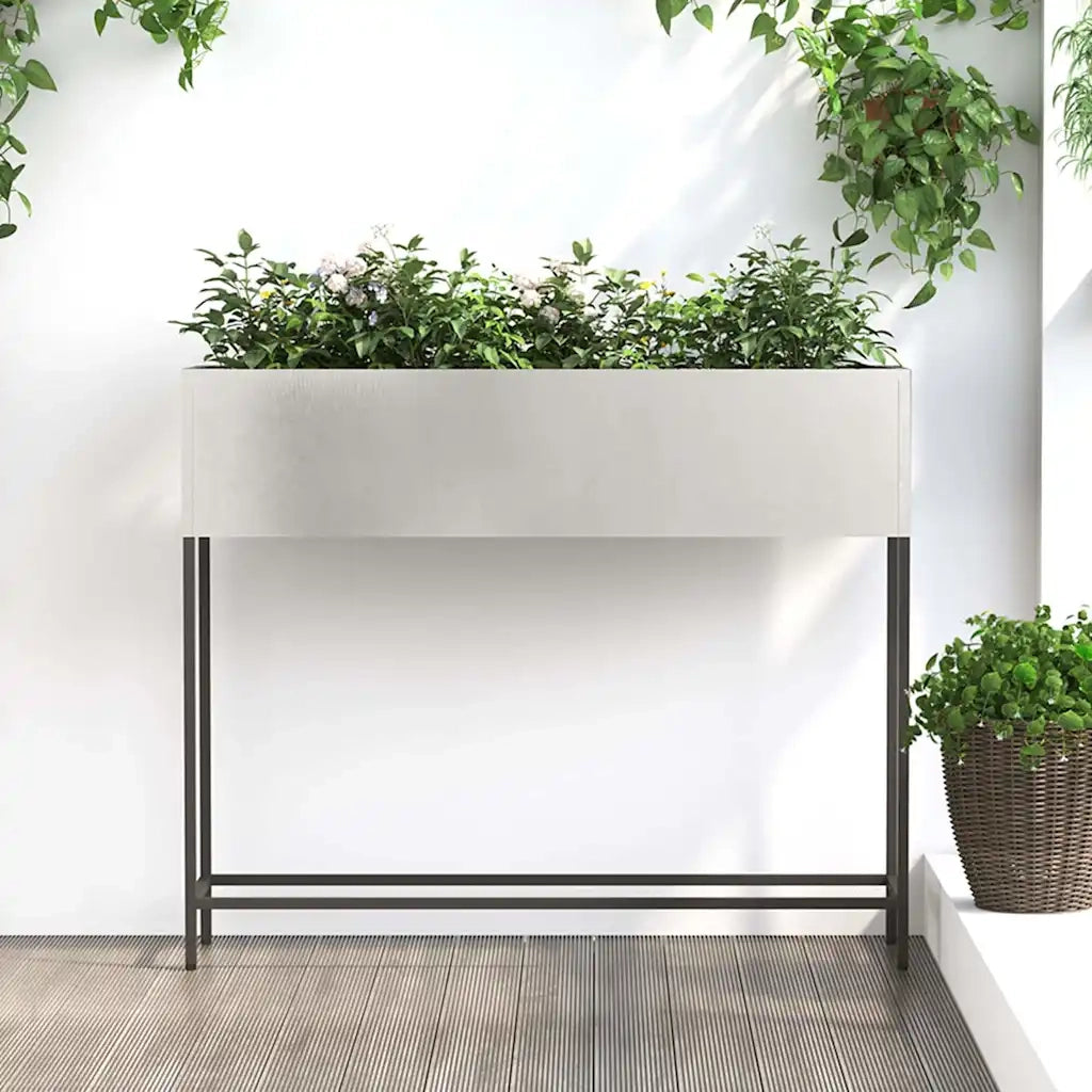 Fioriere | Cassetta per fiori | Vaso da Giardino Rialzato Argento 100 x 26 x 82 cm