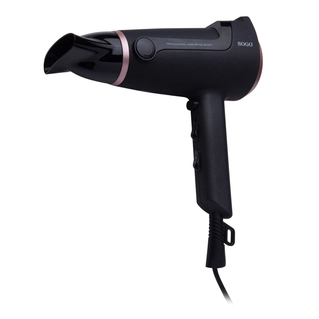 Asciugacapelli da viaggio pieghevole 1300W, 2 velocità 2 temperature, cavo lungo 1.8m con concentratore - SOGO
