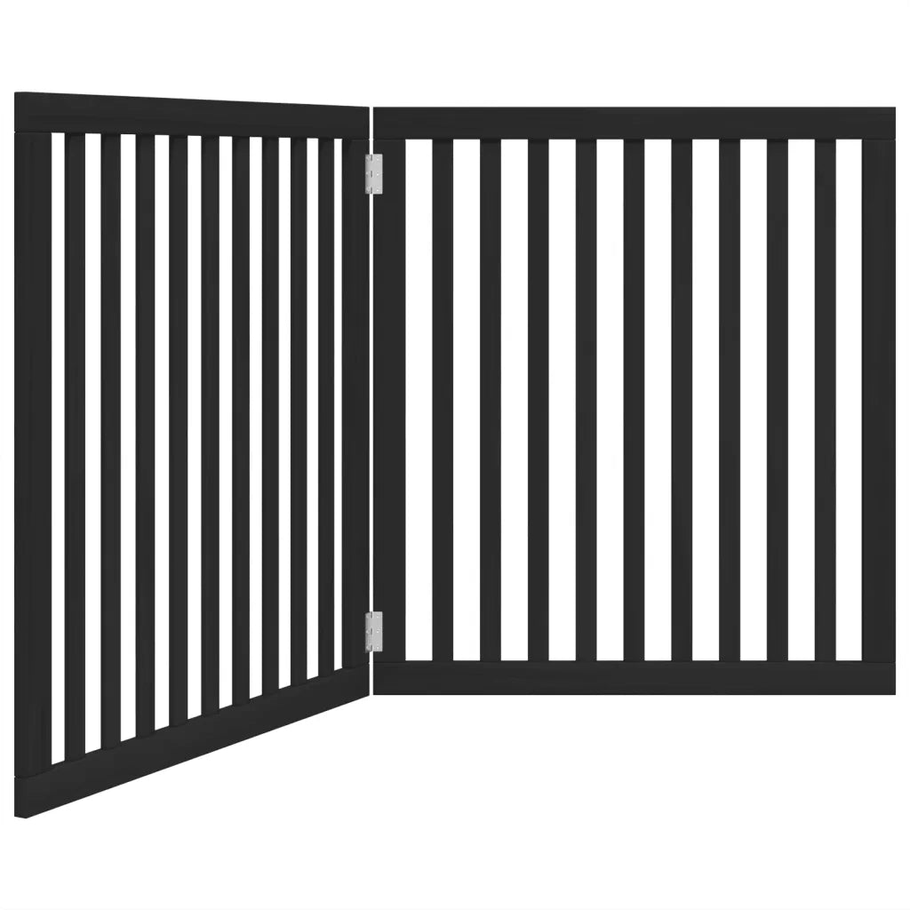 Cancello per Cani Pieghevole 2 Pannelli Nero 160cm Legno Pioppo CFW3575740
