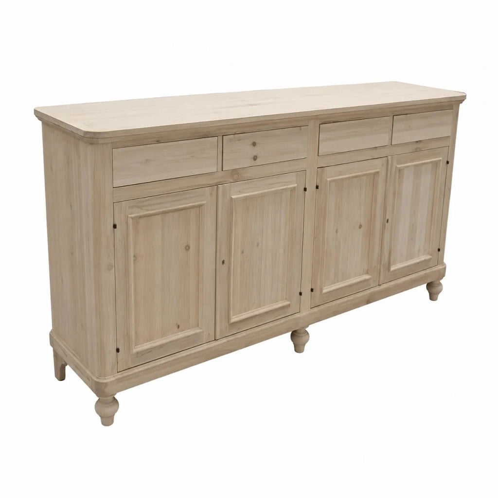 Credenza 4 porte 4 cassetti legno grezzo 198x50x107 (1620) - Mobili 2G
