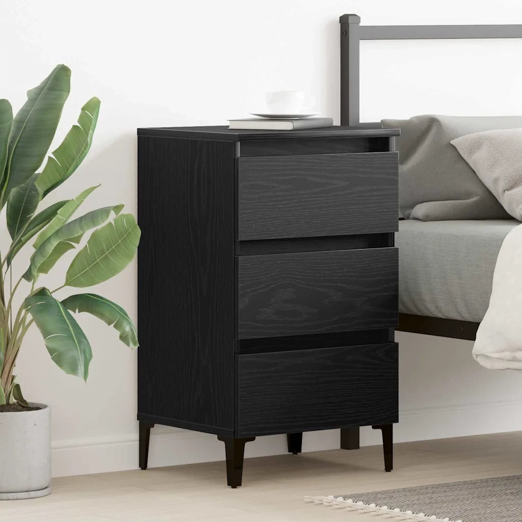 Comodino | Armadio da Notte | Mobiletto da notte Rovere Nero 40 x 35 x 69 cm Legno multistrato