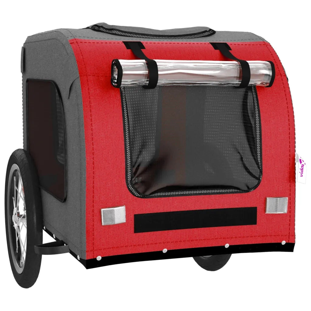 Rimorchio da Bici per Animali Rosso e Grigio Oxford e Ferro CFW7334353