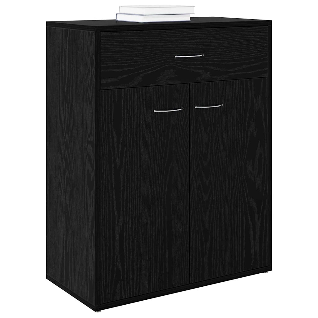 Credenza-Buffet-Armadio da cucina Rovere Nero 60 x 30 x 75 cm Legno multistrato