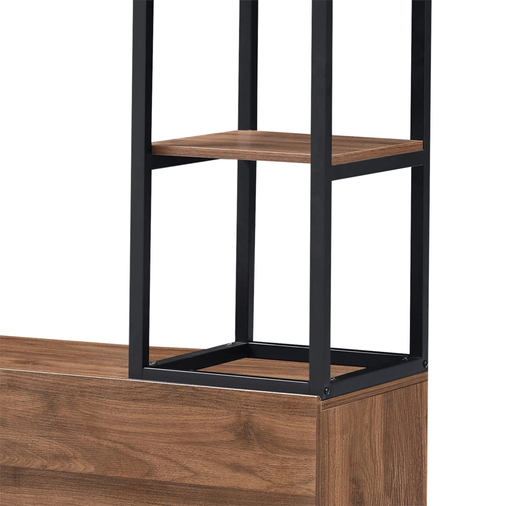 Armadio Aperto Egmating per Guardaroba 180 x 120 x 40 cm  - Color Noce / Nero [en.casa]