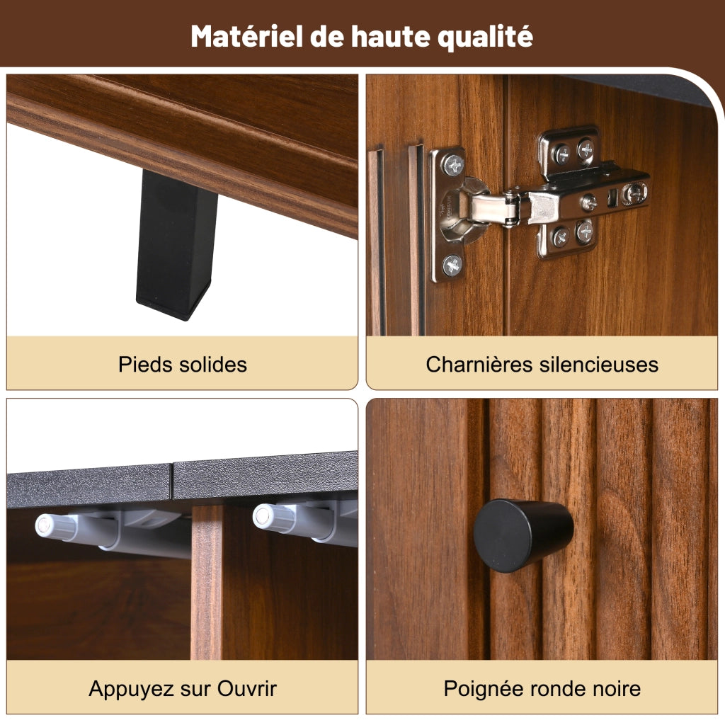 Mobile TV con 2 Ante Scorrevoli e 1 Anta a Griglia; Struttura in Ferro; Stile Moderno; 190??35??45 cm; Noce
