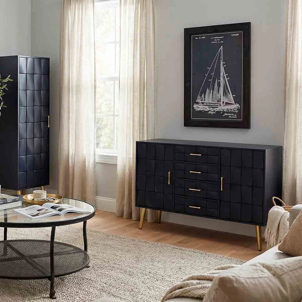 Credenza in legno nero 120x40.5x81h cm