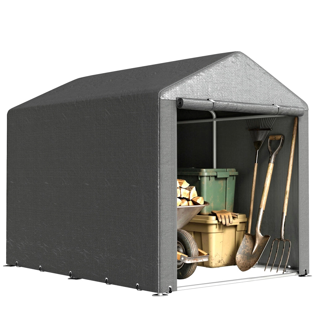 Capanno Porta Attrezzi e Tenda Garage per Bici e Moto con Copertura Anti-UV, 1.6x2m, Grigio Scuro