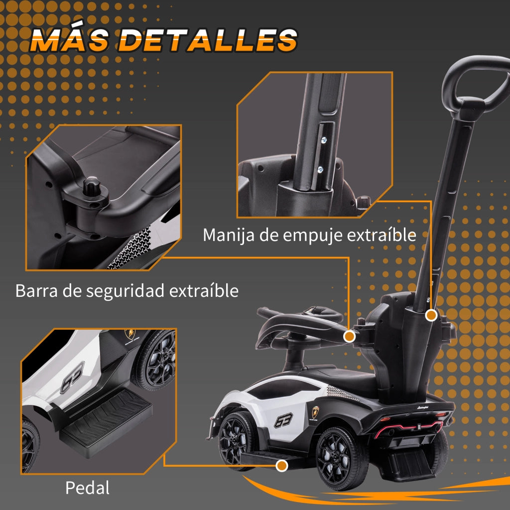 Coche Correpasillos Bambini 2 in 1 ¨C Zephmum ¨C 86.5x40x89.5 cm Bianco e Nero