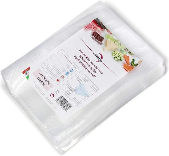 Impacchettatore per alimenti rotoli e sacchi per vuoto | Senza BPA | Sous-vide | Compatibile con ogni macchina per vuoto - 30 x 40 cm - 100 sacchi