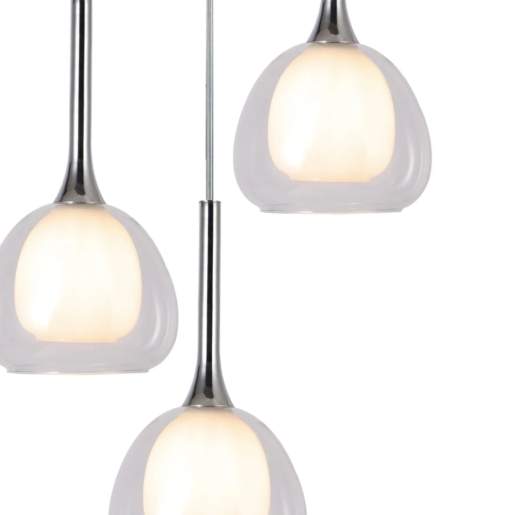 LÚZETE - LAMPADARIO 3 LUCI VETRO ESTERNO TRANSPARENTE INTERNO BIANCO Ø38 NOLINA
