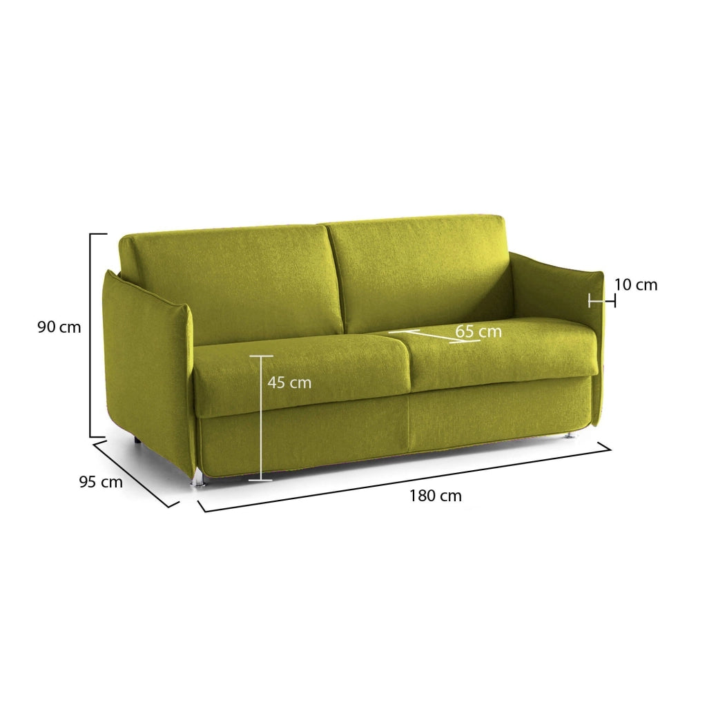 Varedo, Divano Fisso 2 Posti Sfoderabile Made in Italy, 180x95x90h cm Verde