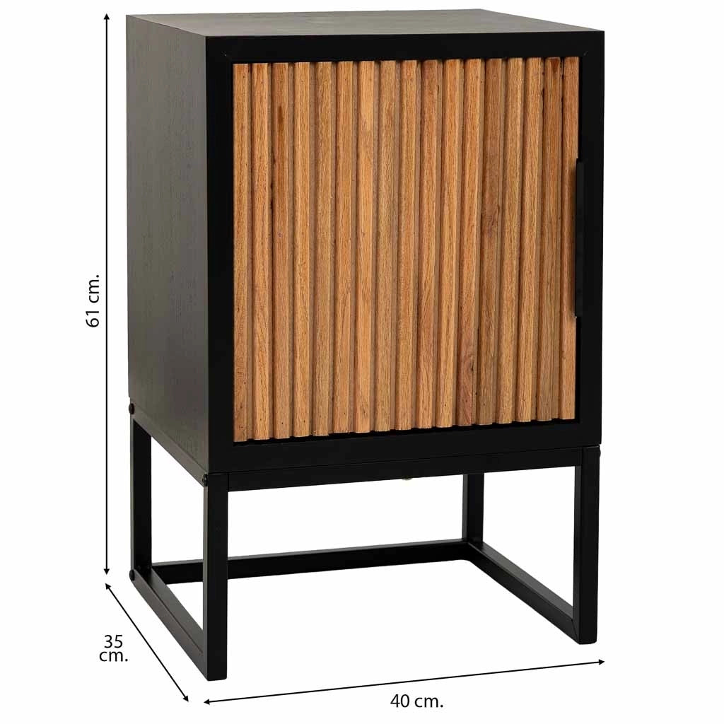 Comodino 1 anta in legno e metallo 40x35x61h cm