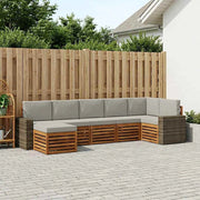 Set di divani da esterno 7 pz Naturale e Grigio Chiaro 3384637
