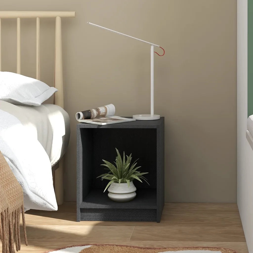 Comodini 2 pz-Set di 2 Tavolino da notte Grigi 35,5x33,5x41,5 cm in Legno Massello di Pino
