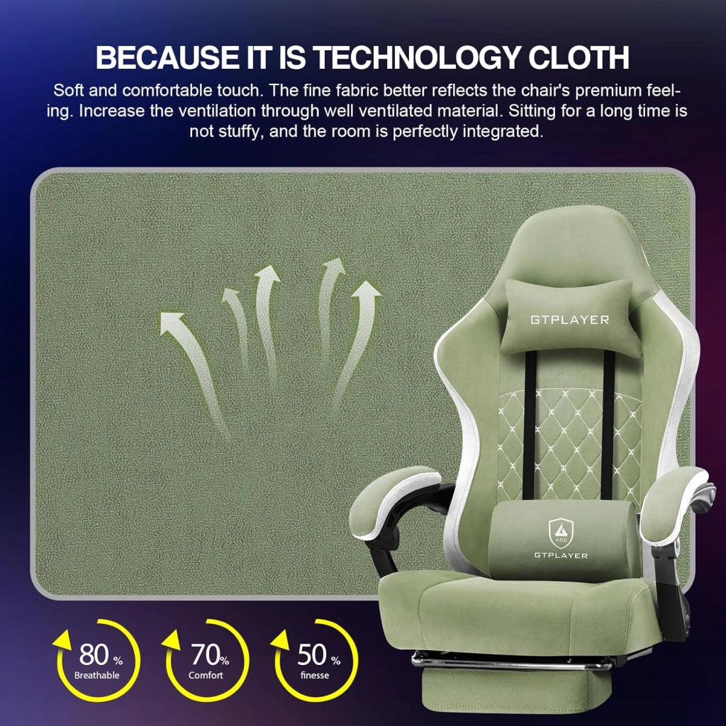 Sedia da ufficio e da gioco con cuscino a molle insacchettate, braccioli e poggiapiedi articolati, sedia per computer ergonomica con schienale alto con supporto lombare
